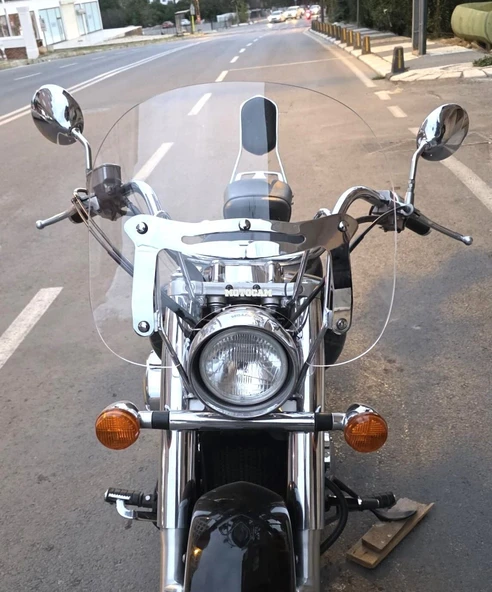 MOTOCAM Honda Shadow 750 Ön Cam 1999-2010 Model 45cm Şeffaf Renkli 4mm APARATSIZ ürün görseli 1