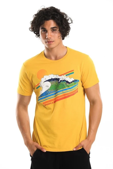 Men Tshirt Erkek Sarı Tshirt 22576-22 ürün görseli 1