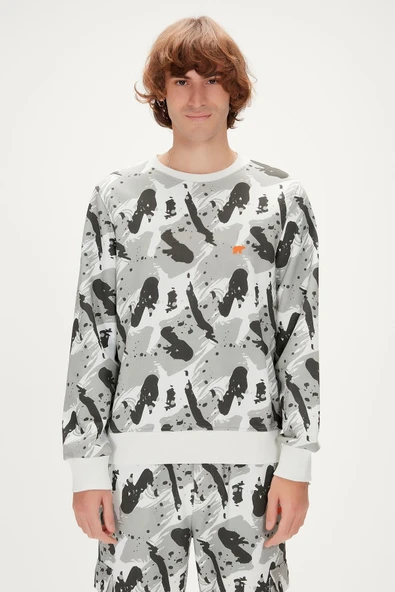 Hardy Crewneck Off-white Beyaz Baskılı Erkek Sweatshirt ürün görseli 1
