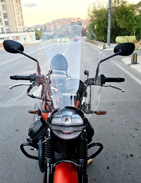 MOTOCAM Moto Guzzi V7 Stone Ön Cam 2021-2023 Model 53cm Şeffaf Renkli 4mm APARATSIZ ürün görseli 1