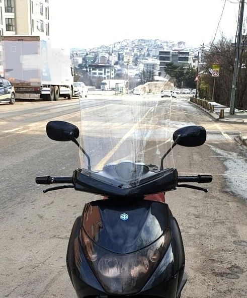 MOTOCAM Piaggio Beverly 250 Ön Cam 2005-2007 Model 53cm Şeffaf Renkli 4mm UZUN ürün görseli 1