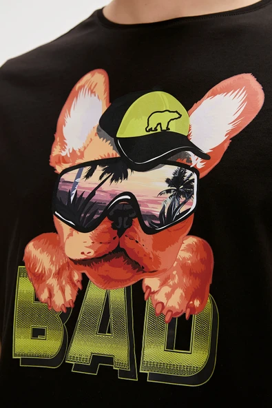 Bad Bear Spark Siyah Baskılı Erkek Tişört - Resim 3