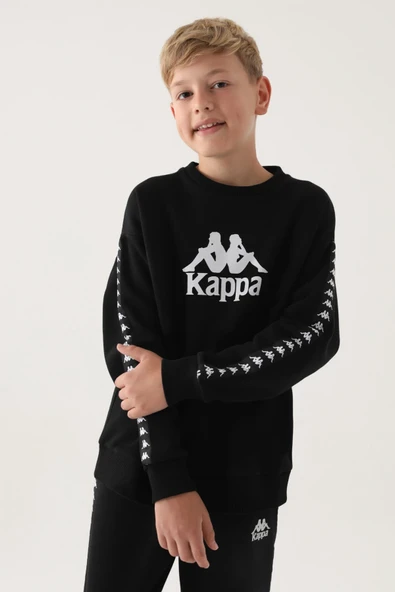 Kappa Siyah Bisiklet Yaka Kol Baskı Detay Erkek Çocuk Sweatshirt ürün görseli 1
