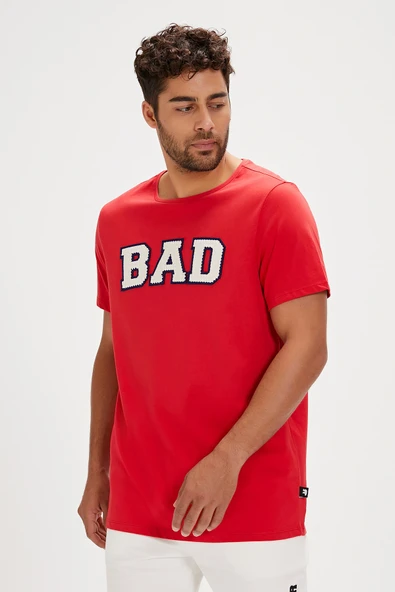 Bad bear Felt Erkek T-shirt Kırmızı - Resim 5