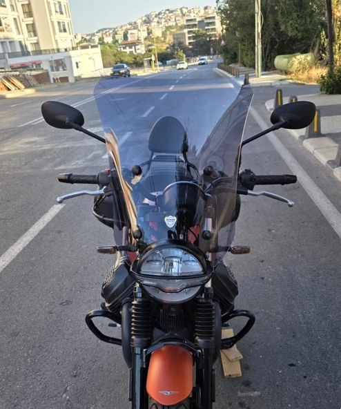 MOTOCAM Moto Guzzi V7 Stone Ön Cam 2021-2023 Model 52cm Füme Renkli 4mm APARATSIZ ürün görseli 1