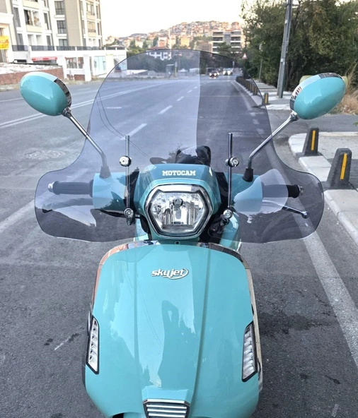 MOTOCAM Skyjet Bellina Ön Cam 2024-2026 Model 41cm Füme Renkli 4mm Elcikli APARATSIZ ürün görseli 1
