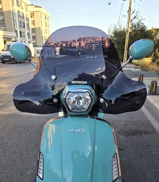 MOTOCAM Skyjet Bellina Ön Cam 2024-2026 Model 41cm Siyah Renkli 4mm Elcikli APARATSIZ ürün görseli 1