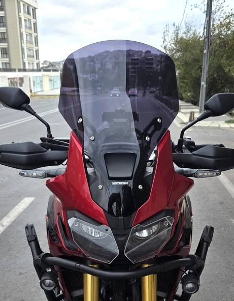 MOTOCAM Honda Africa Twin CRF 1000 Ön Cam 2016-2020 Model 55cm Siyah Renkli 4mm UZUN ürün görseli 1