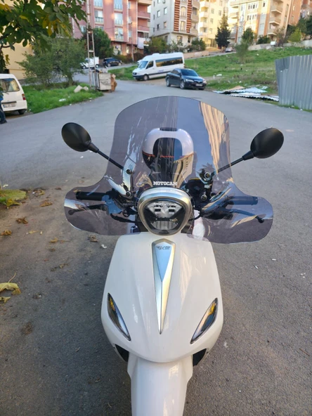MOTOCAM Rks Letbe LB 125 Ön Cam 2023-2026 Model 45cm Füme Renkli 4mm Elcikli APARATSIZ ürün görseli 1