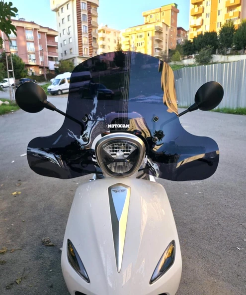 MOTOCAM Rks Neon 125 Ön Cam 2023-2026 Model 45cm Siyah Renkli 4mm Elcikli APARATSIZ ürün görseli 1