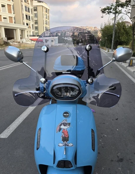 MOTOCAM RKS LTR 125 Ön Cam 2023-2026 Model 45cm Füme Renkli 4mm Elcikli APARATSIZ ürün görseli 1