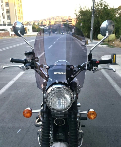 MOTOCAM Trıumph Scrambler 900 Ön Cam 2005-2025 Model 45cm Füme Renkli 4mm ürün görseli 1