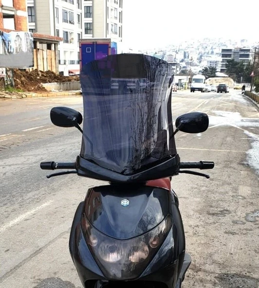 MOTOCAM Piaggio Beverly 250 Ön Cam 2005-2007 Model 53cm Siyah Renkli 4mm UZUN ürün görseli 1