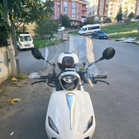 MOTOCAM Rks Letbe LB 125 Ön Cam 2023-2026 Model 45cm Şeffaf Renkli 4mm Elcikli APARATSIZ ürün görseli 1