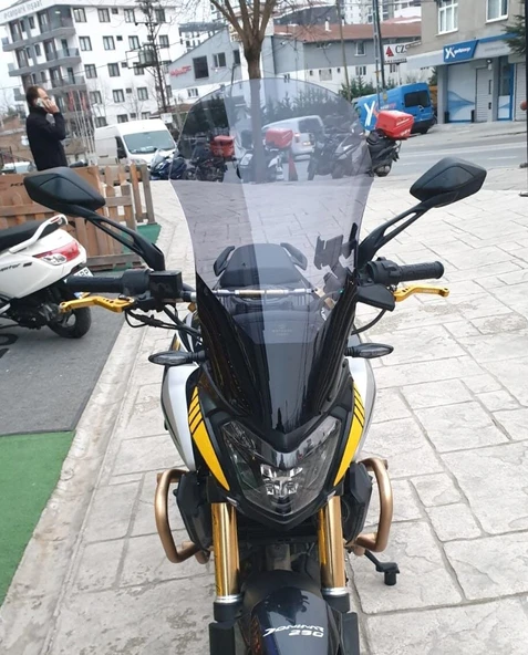 MOTOCAM Bajaj Dominar 250 Ön Cam 2017-2026 Model 58cm Füme Renkli 4mm ürün görseli 1