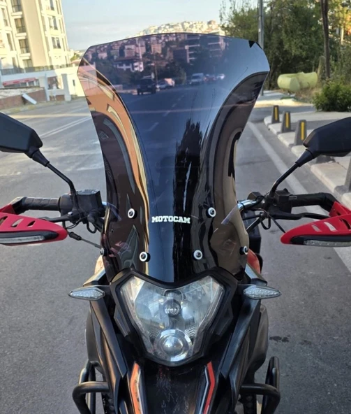 MOTOCAM Mondial Rx3 İ Evo Ön Cam 2015-2022 Model 52cm Siyah Renkli 4mm UZUN ürün görseli 1