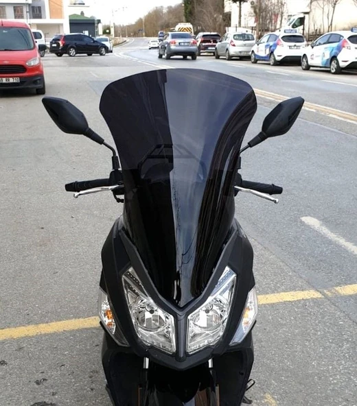 MOTOCAM SYM JET 14 200 Ön Cam 2017-2026 Model 74cm Siyah Renkli 4mm UZUN ürün görseli 1
