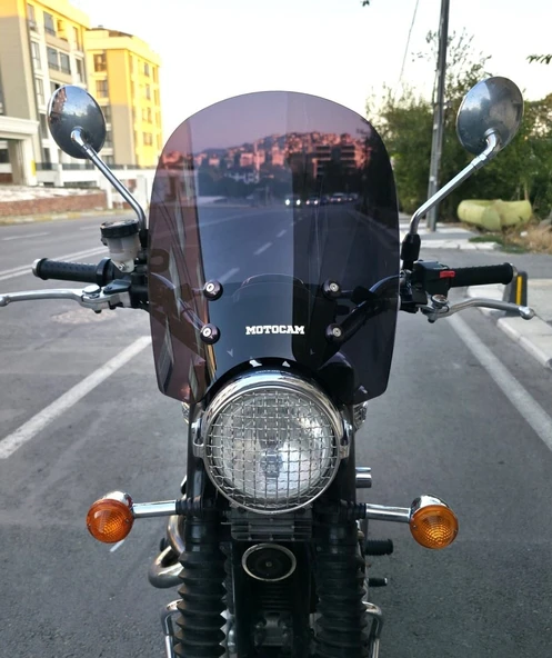 MOTOCAM Trıumph Scrambler 900 Ön Cam 2005-2025 Model 45cm Siyah Renkli 4mm ürün görseli 1