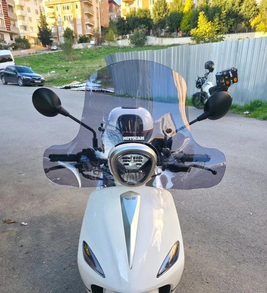 MOTOCAM Rks Neon 125 Ön Cam 2023-2026 Model 45cm Füme Renkli 4mm Elcikli APARATSIZ ürün görseli 1