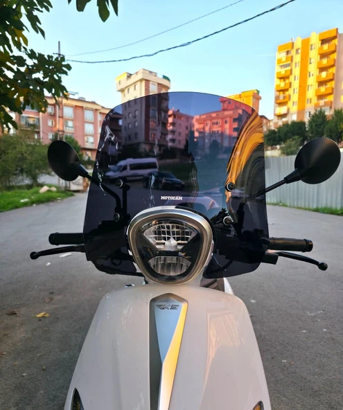 MOTOCAM Rks Letbe LB 125 Ön Cam 2023-2026 Model 44cm Siyah Renkli 4mm APARATSIZ ürün görseli 1