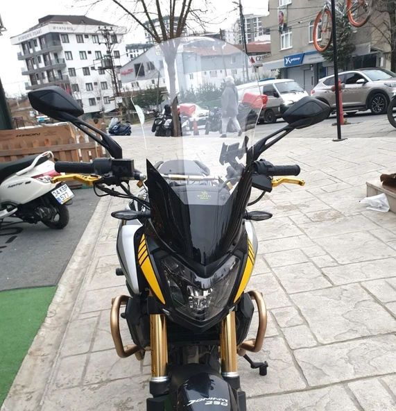 MOTOCAM Bajaj Dominar 250 Ön Cam 2017-2026 Model 58cm Şeffaf Renkli 4mm ürün görseli 1