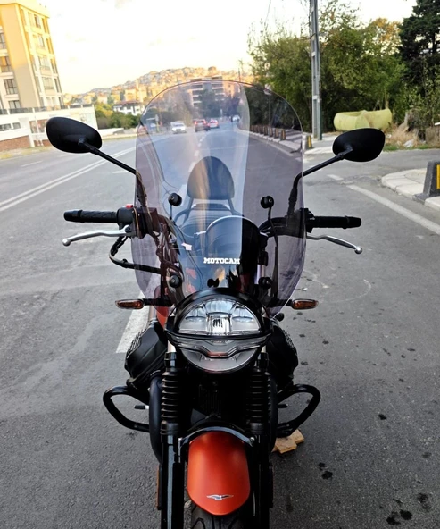 MOTOCAM Moto Guzzi V7 Stone Ön Cam 2021-2023 Model 53cm Füme Renkli 4mm APARATSIZ ürün görseli 1
