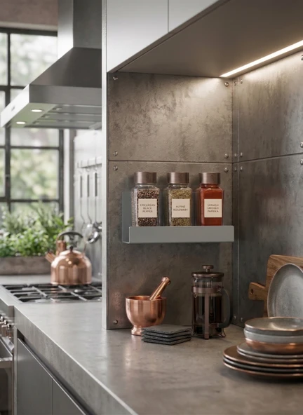 Mimari Form Window Grey Galvaniz Metal Baharatlık - Endüstriyel Depolama ürün görseli 1