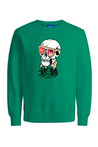 Jack & Jones Erkek Kuru Kafa Baskılı Bisklet Yaka Sweatshirt 12244220 ürün görseli 1