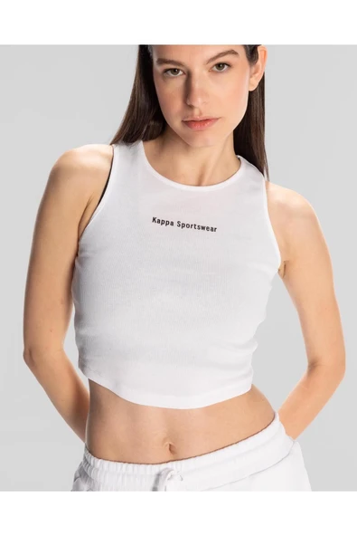 Kappa Authentic Jessa-Wmn-Halter Top Kadın Beyaz Regular Atlet - Resim 4