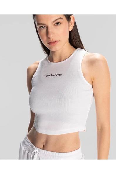 Kappa Authentic Jessa-Wmn-Halter Top Kadın Beyaz Regular Atlet - Resim 3