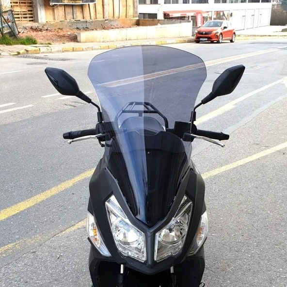MOTOCAM SYM JET 14 200 Ön Cam 2017-2026 Model 74cm Füme Renkli 4mm UZUN ürün görseli 1