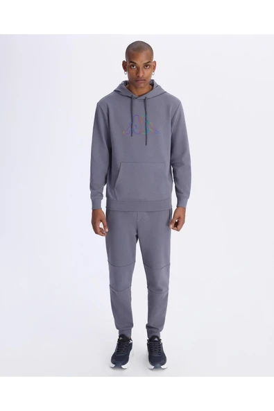 Kappa Logo Brian Hoodie Erkek Volkanik Gri Regular Hoodie ürün görseli 1