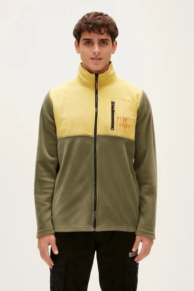 Poncy Full-zip Thyme Yeşil Fermuarlı Erkek Polar Sweatshirt ürün görseli 1
