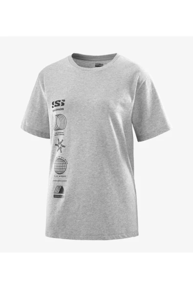 Salomon LC2233 Logo Combo SS Tee W Tişört Kadın T-Shirt GRİ ürün görseli 1