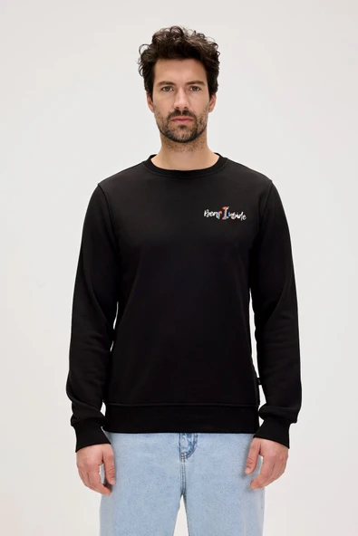 Bad Bear 24.02.12.022 Splashy Crewneck Erkek Sweatshirt Siyah ürün görseli 1
