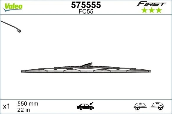 VALEO SİLECEK SÜPÜRGESİ UNIVERSAL GRAFİTLİ TELLİ 550 MM 22 ürün görseli 1