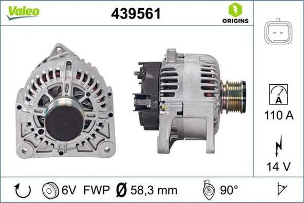 VALEO ALTERNATÖR 12V 110A RENAULT KANGOO TWINGO II DUSTER SANDERO LOGAN CLIO II-III THALIA I-II MEGANE II  MICRA III ürün görseli 1