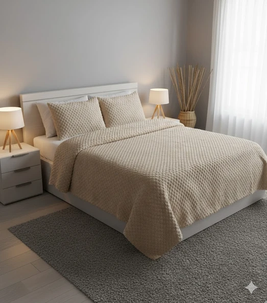 GRANADA FLANEL YATAK ÖRTÜSÜ ÇİFT KİŞİLİK CORDOBA CAPPUCİNO ürün görseli 1