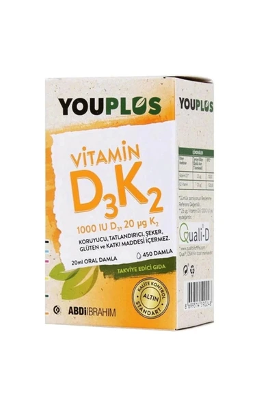 Youplus Vitamin D3k2 1000 Iu 20ml Oral Damla ürün görseli 1