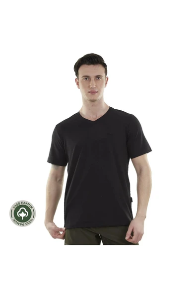 Alpinist Vortex Erkek T-Shirt Siyah, V Yaka Tişört ürün görseli 1