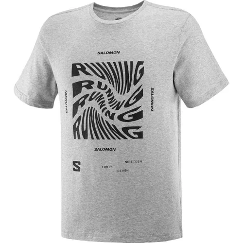 SALOMON Running Graphic SS Tee M LC2219000 ERKEK GRİ Tişört ürün görseli 1