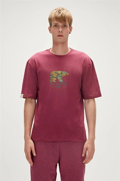 Bad Bear Re-finger Recycle Bordo T-shirt Baskılı Erkek Tişört ürün görseli 1