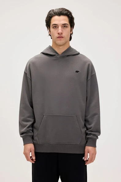 Drake Hoodie Os Asphalt Erkek Gri Kapüşonlu Sweatshirt ürün görseli 1