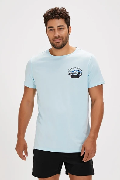 Dustin Sky Blue Baskılı Erkek Tişört ürün görseli 1