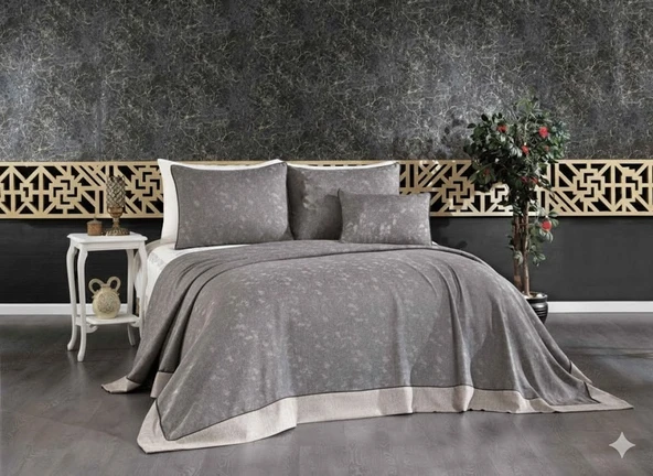 VNL BUTİK YATAK ÖRTÜSÜ ÇİFT KİŞİLİK DENİZ GRİ ürün görseli 1