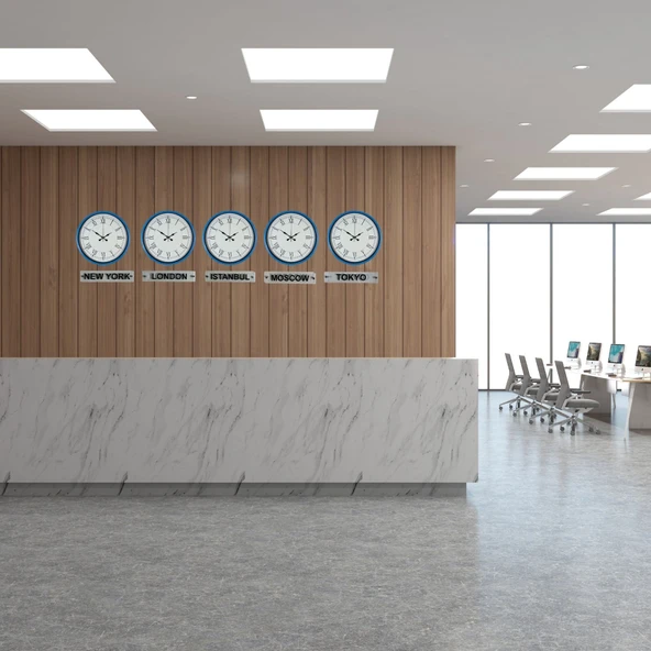 Büro Ev Ofis Dekoru için 5ADET 36CM Mavi Tarz Tabelalı Dünya Saatleri ürün görseli 1