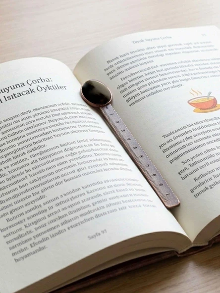 Akik Doğal Taşlı Kitap Ayracı ve Cetvel eukaonks ürün görseli 1