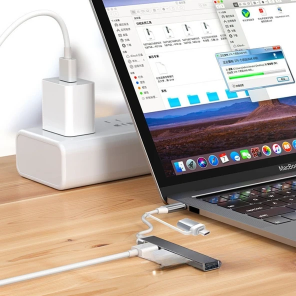 Büro Ev Ofis Personel Telefonu için 4 Port  TYPE-C Usb Çoklayıcı ürün görseli 1