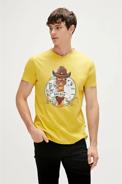 Bad Bear Taped T-shirt Hardal Baskılı Erkek Tişört ürün görseli 1