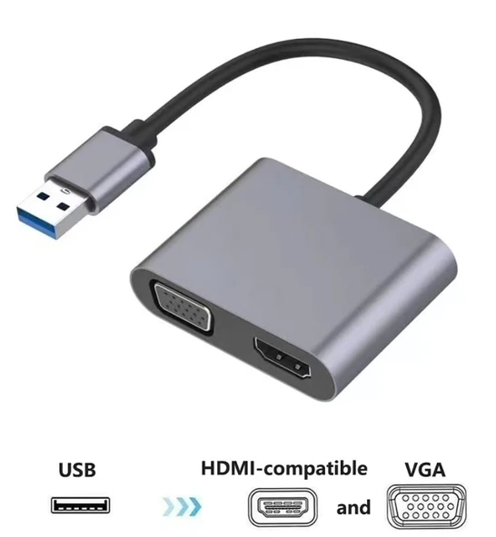 Büro Ev Ofis Cihazları için USB To HDMI VGA 1080P Çevirici ürün görseli 1